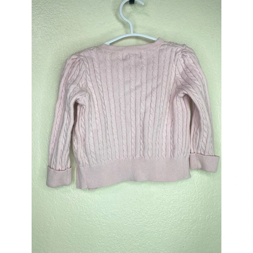 Ralph Lauren Baby Girls Pink Cable Knit Cardigan Sweater 18M Embroidered Pony